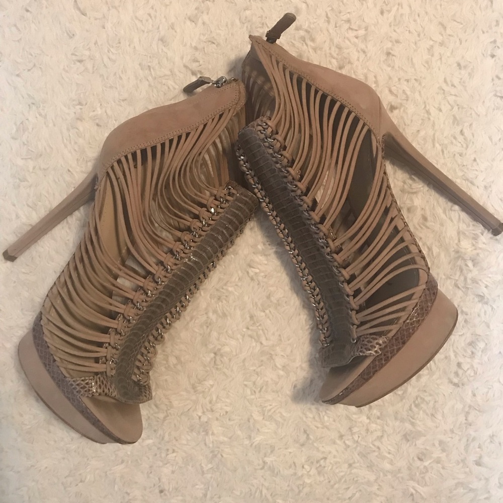 Brian Atwood Vera Cucio Booties Beige